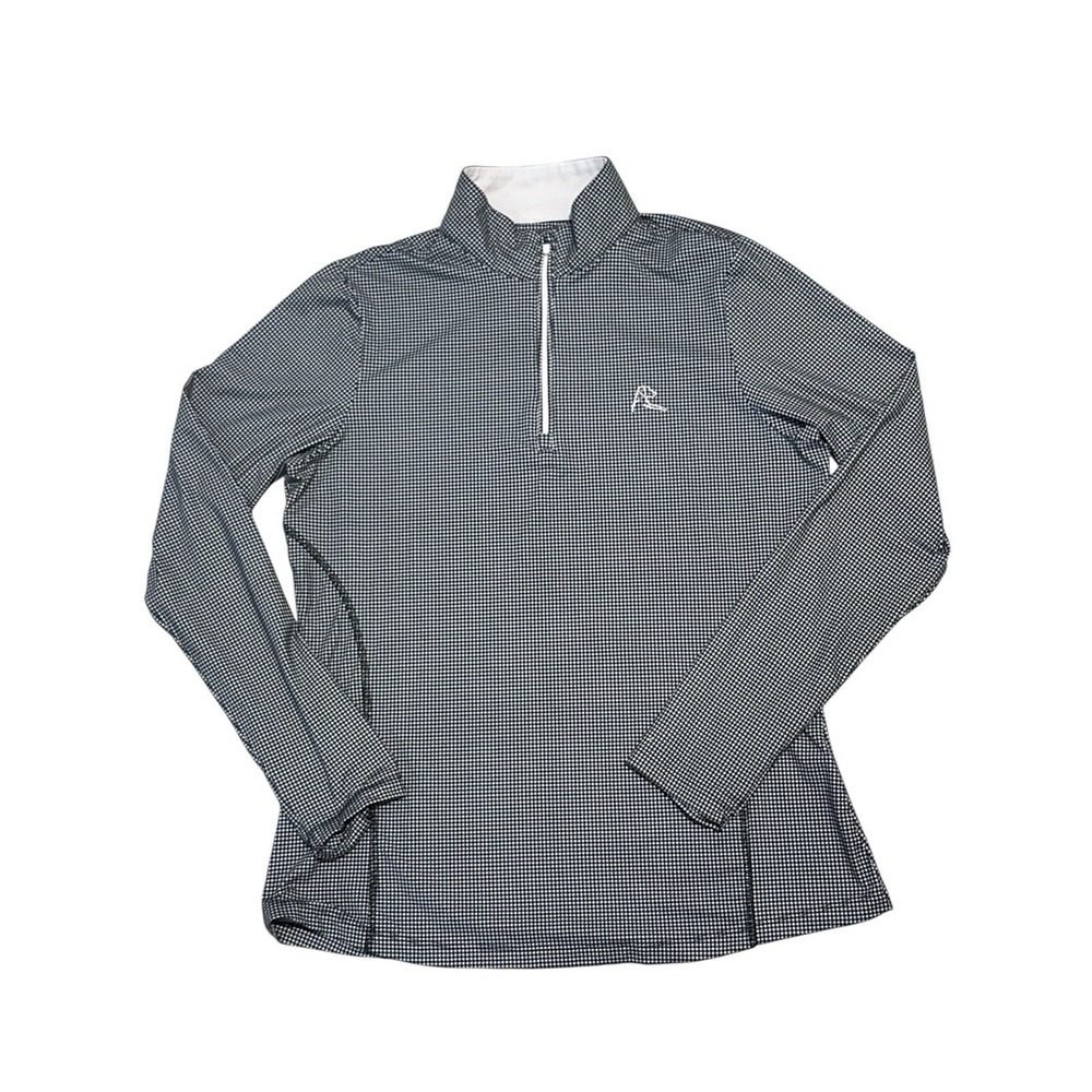 Rhoback Performance Quarter Zip BL/White Logo Pullover Women's Size M Poly/Spand